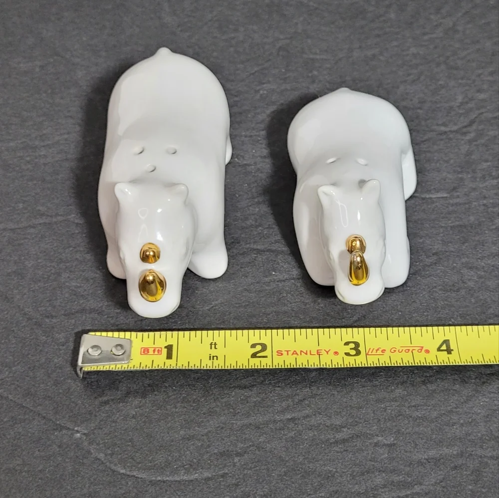 White Rhinoceros Salt & Pepper Shakers Set with Golden Horns